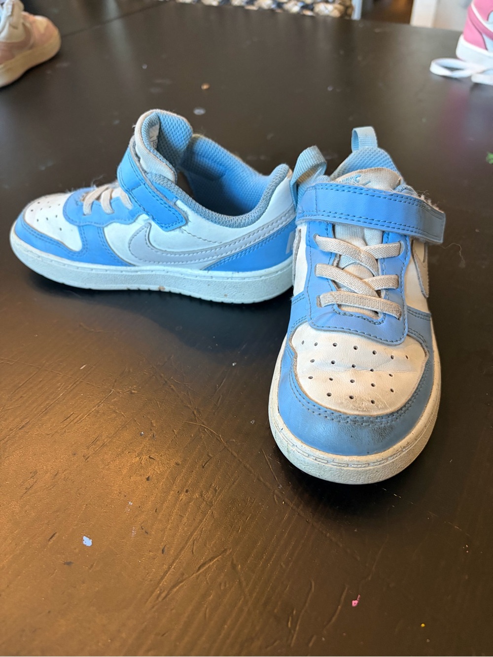 Nike Kids Blue and White Hook-and-Loop Sneakers